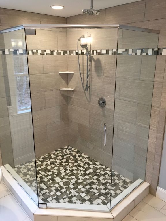 Mosaic tile walk-in shower remodel