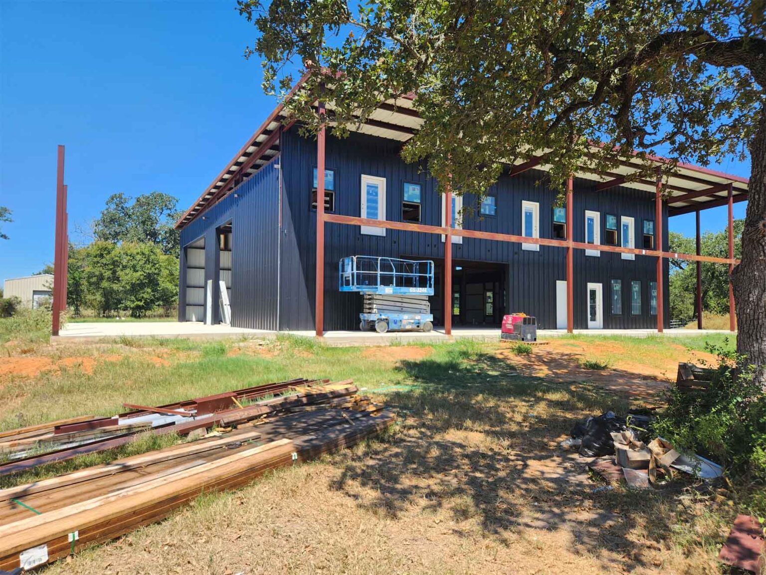 Metal building new construction in Burleson County, Texas